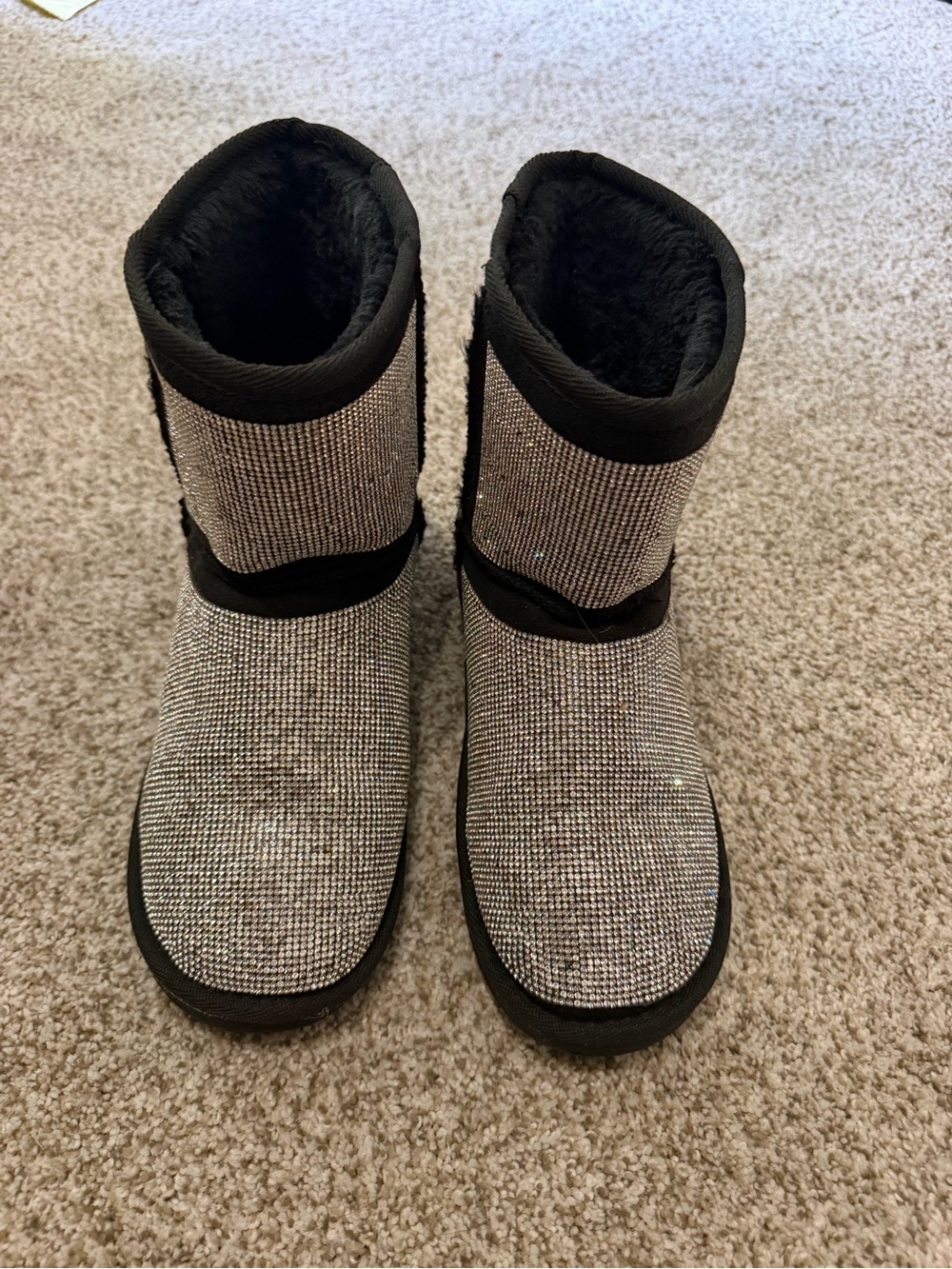 Shoe Dazzle Black Sparkling Mid-Calf Winter Boots